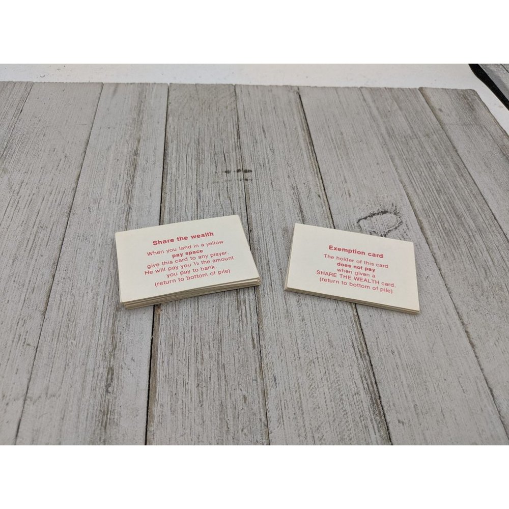 The Game of Life Replacement Parts 1979 Share the Wealth Exemption Cards